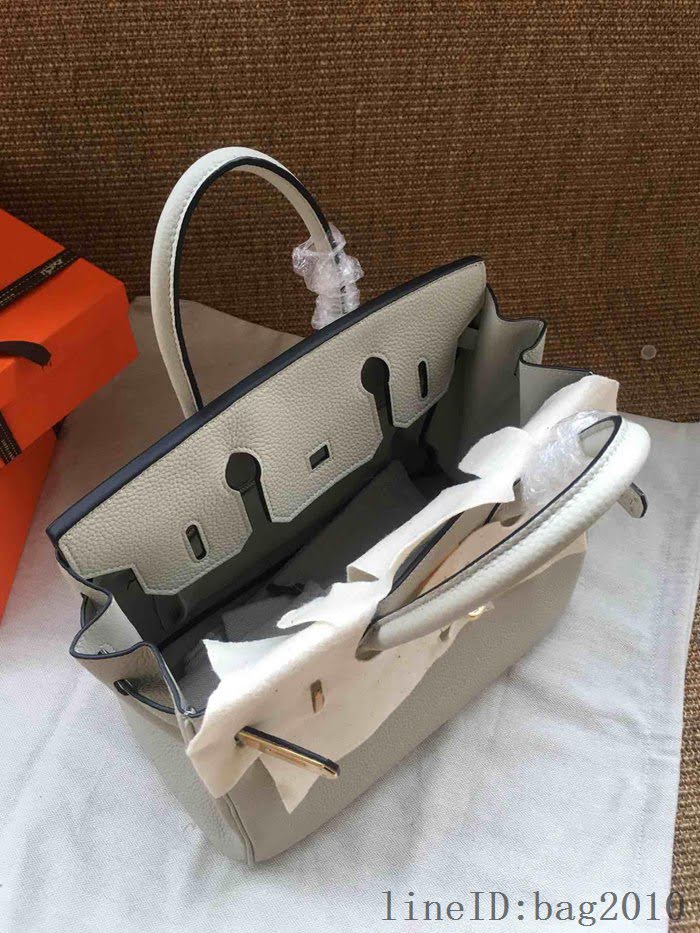愛馬仕HERMES Birkin 鉑金包 珍珠灰 進口小牛皮 金銀扣 皮質細膩柔軟 時尚女手提包  tdher1140